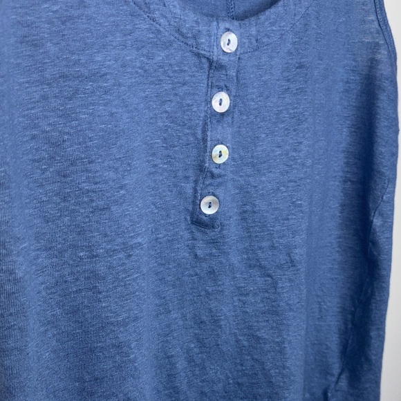 Joie Blue 100% Linen Sleeveless Henley Tank Top - Picture 7 of 12